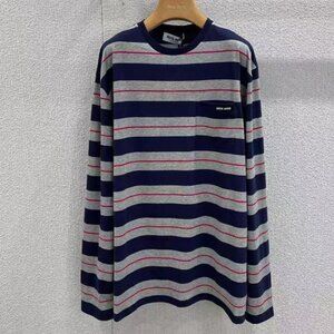 MiuMiu Navy And Gray Striped Long Sleeve T-shirt